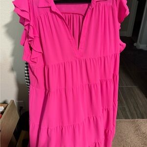Pink Ruffled Women's Dress